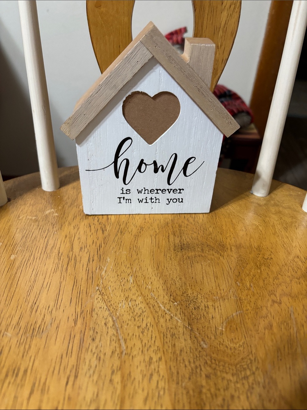 Hobby Lobby White & Natural Wooden Heart House Sign